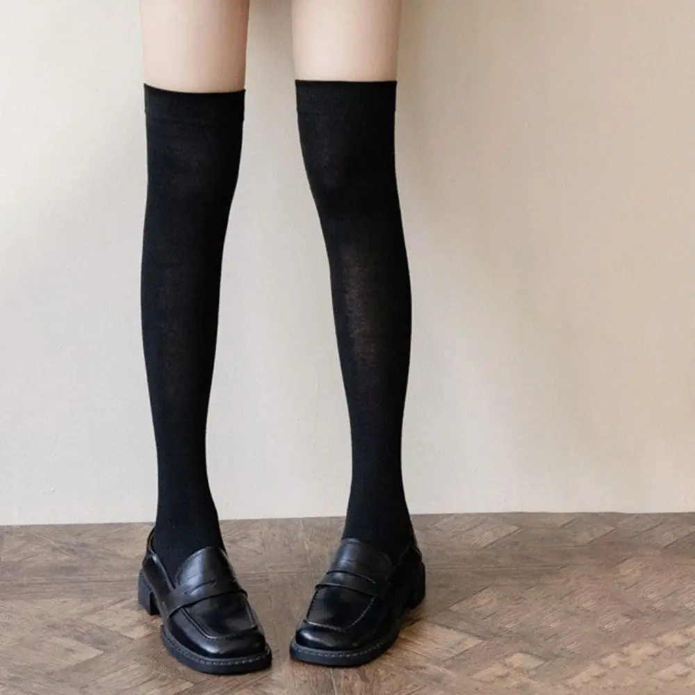 

White Harajuku Women Stockings Cotton Mid-calf Jk Lolita Girls Stocks Solid Color Sweat-absorbent Over The Knee Socks Girls