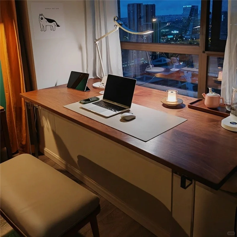 Solid wood bay window computer desk, acrylic floating bedroom home long-leg children's desk