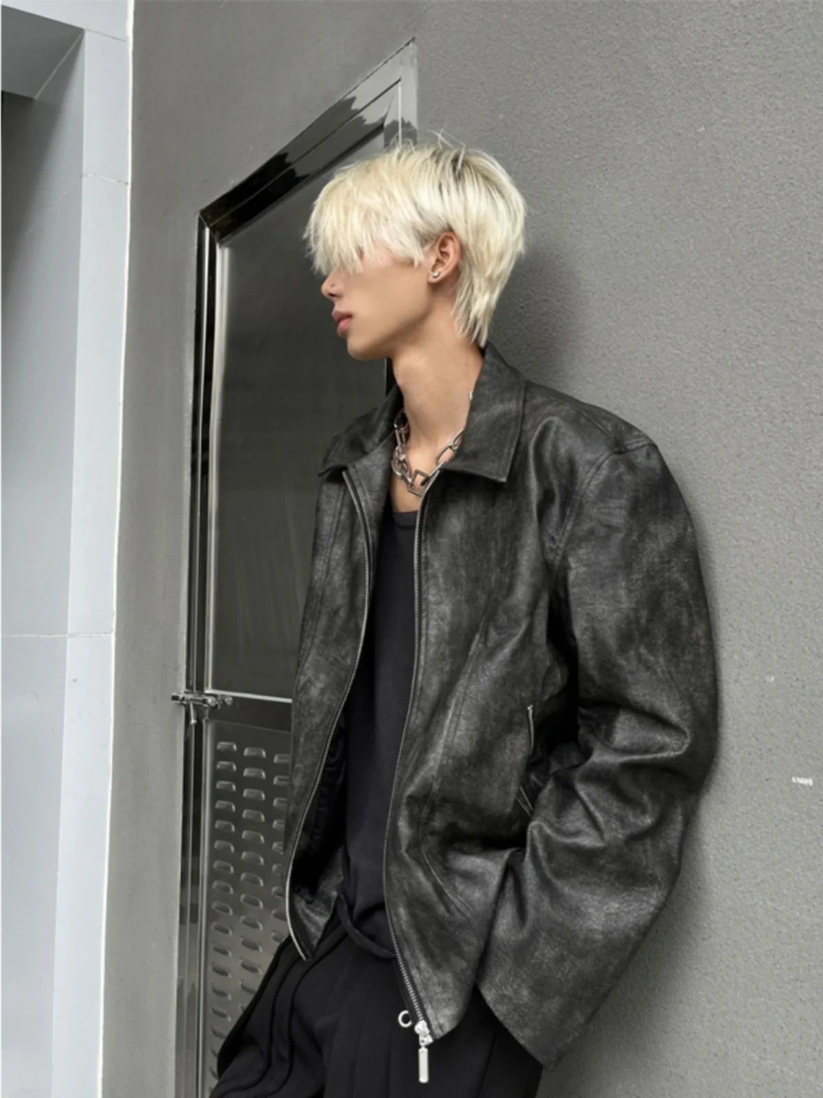 

Cleanfit ort Leather Jaet Men's Autumnal High Street Motorcycle Sensation Premium Detroit Workwear Jaet Zipper Closure ...