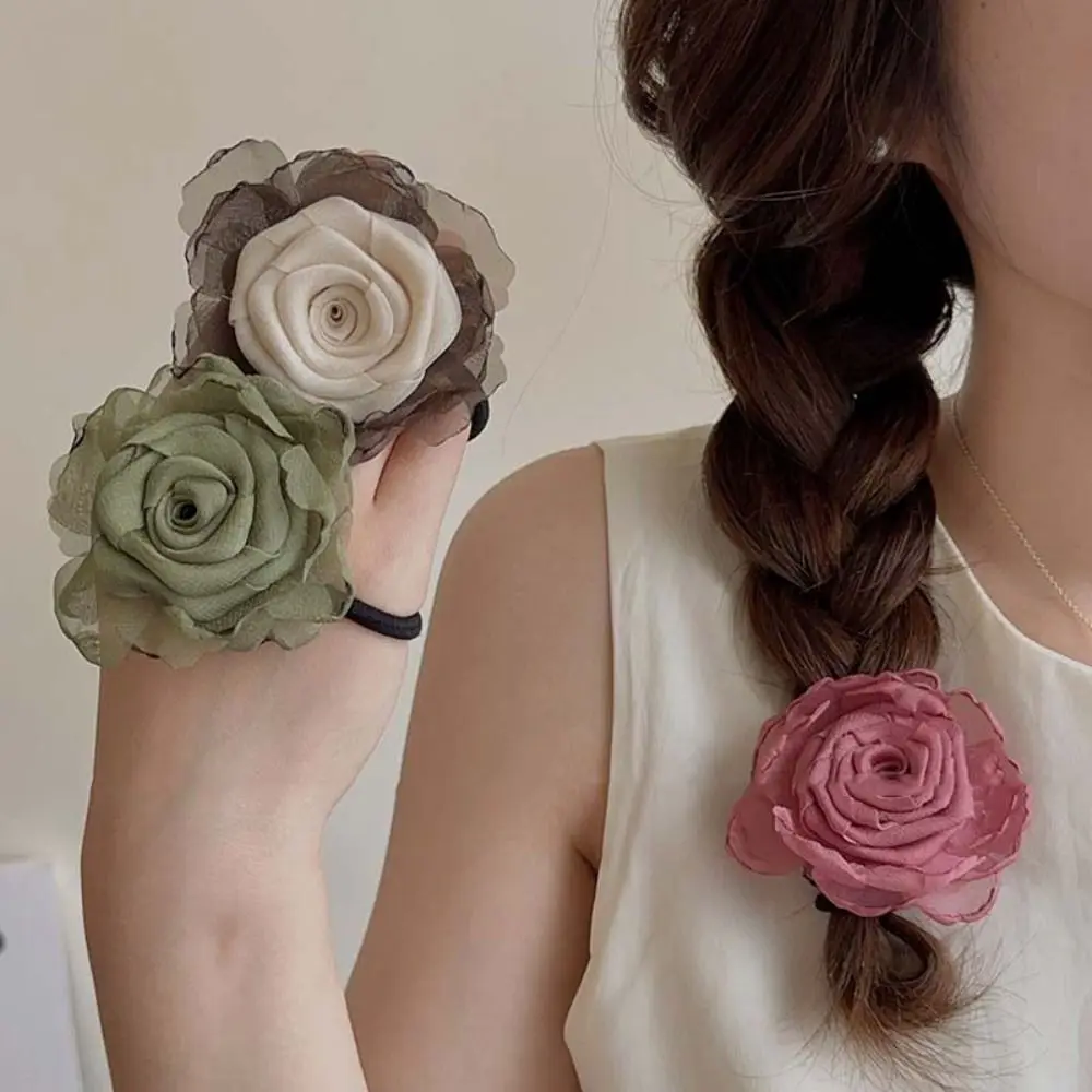 

New Chinese Style Retro Rose Hair Claw Fashion Design Elastic Hair Band Flower Hair Rope Hair Accessories Shark Clamp