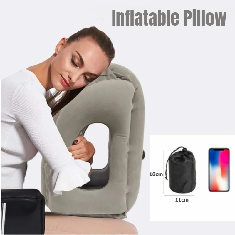 Portable Inflatable Air Cushion Travel Pillow Headrest Chin Support Cushions for Airplane Plane Office Rest Neck Nap Pillows