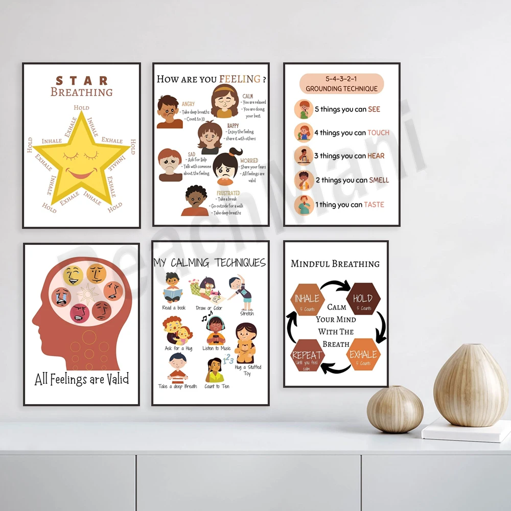 Calm corner strategy poster, calming techniques, calming zone, coping skills kindergarten Montessori classroom art decoration