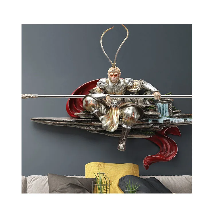 الحائط 3D Orangutan Sun Wukong النحت قرد النحت DIY بها بنفسك ديكور المنزل الشمس Wukong فنغ شوي تمثال #1