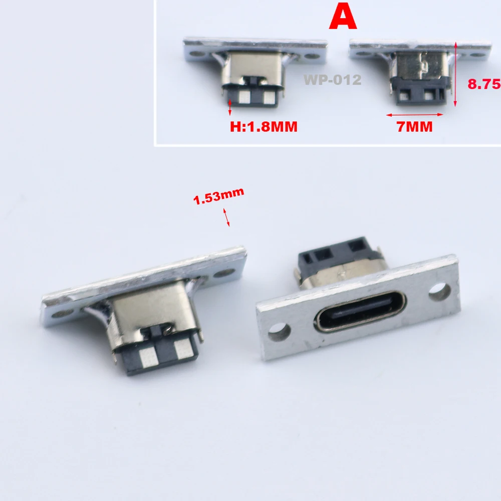 2P TYPE-C Weibliche doppelseitige Positive & Negative Plug-in Test Board USB 3,1 W/ PCB board Connector Daten Lade Port 2pin