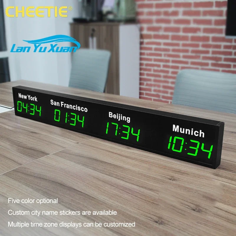 2026 CHEETIE CP34 Digital Electronic 2.3 Inch World Clock Display Daylight Saving Time Digital 4 Time Zones World Clock