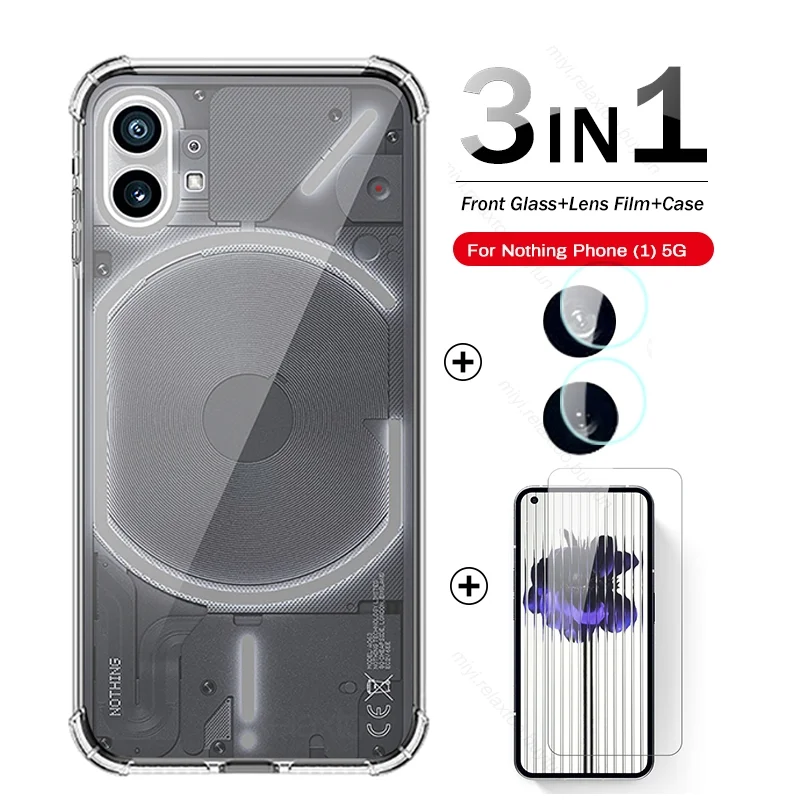 3In1 Camera Lens Screen Protector Tempered Glass Case For Nothing Phone Nothingphone 1 5G A063 5G 6.55