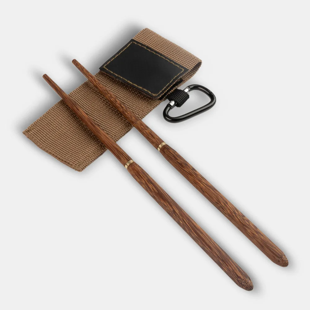 1Pair Chopsticks Copper Wooden Folding Chopsticks Outdoor Camping Tableware Portable Chopstick Detachable Design Easy Storage