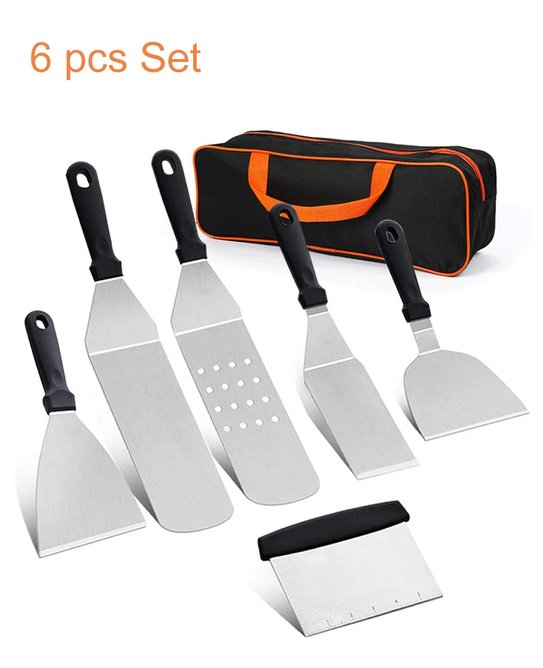 مجموعة ملحقات شواية Onilini مكونة من 6 قطع من ملاعق الفولاذ المقاوم للصدأ مع مكشطة حقيبة حمل للشواء في الهواء الطلق #3