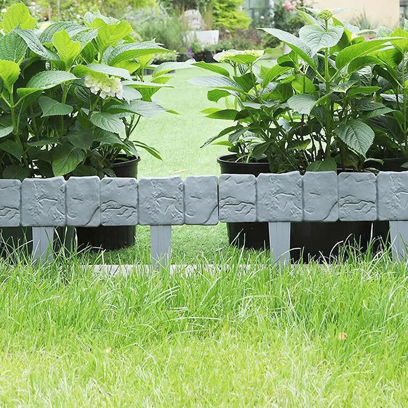 Imitation Stone Interlocking Garden Edging Stakes 2-10Pcs, DIY Lawn Border Fence for Yard Flower Bed Walkway Landscaping