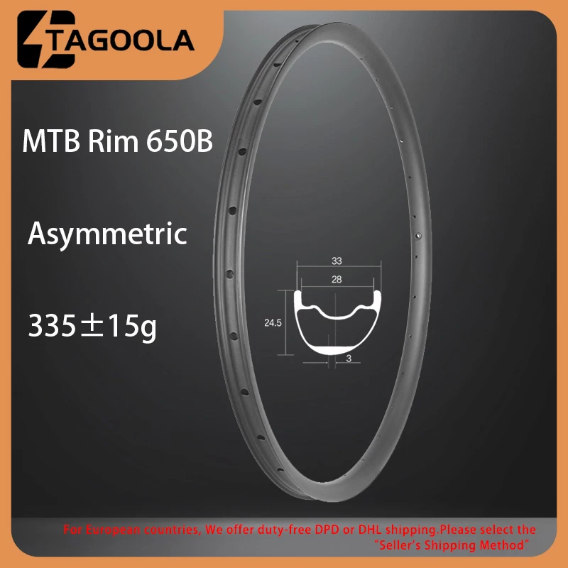 650B MTB Carbon Rim Mountain Bike Enduro Downhill Boost Carbon Rim Tubeless Hookless Asymmetry Disc Brake Bicycle Wheel