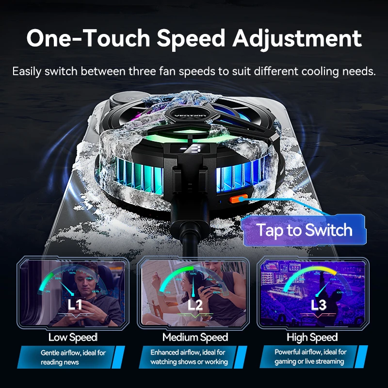 Vention المغناطيسي Modile الهاتف برودة الهاتف الخليوي المبرد لعبة آيفون البث المباشر Redmi الأسود شارب المبرد مع مروحة التبريد #5