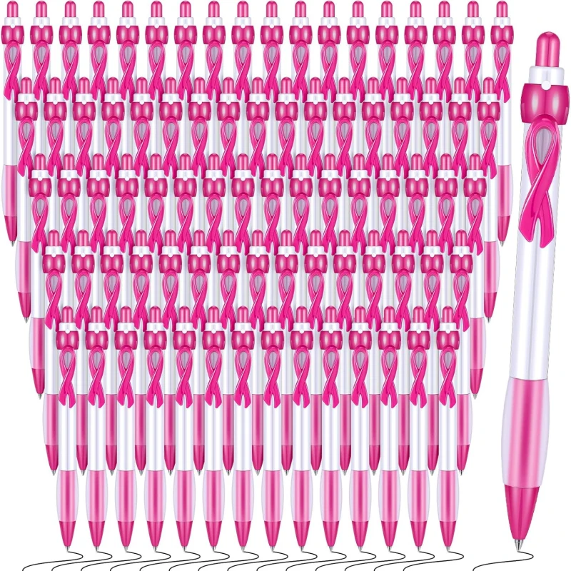 100 Pcs Colorful Ribbon Retractable Pens Retractable Gel Roller Ball Pen Bulk Plastic Ballpoint Pens, For Women Charity Events