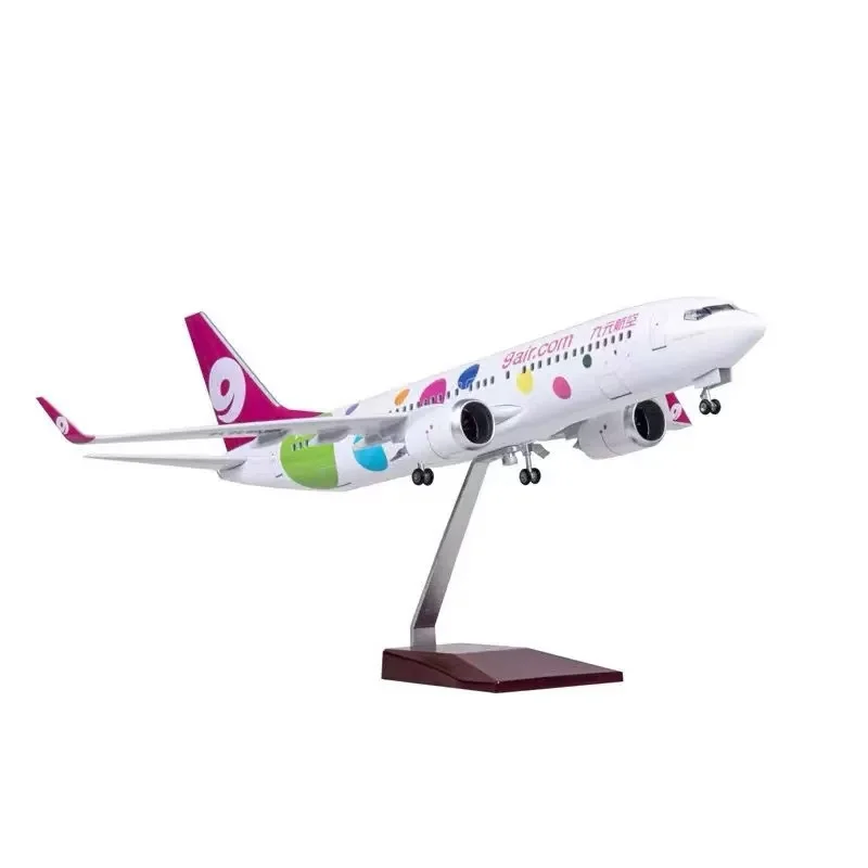 

Plane Model 47cm B737 9air.Com Collectible Aircraft Resin Die-Cast Airplane Toy With Wheels & Led Lights Aviation Enthusiast Gif