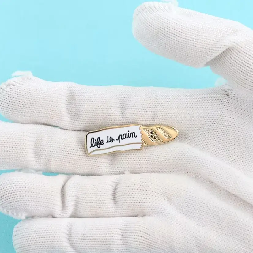 

Life Is Pain Faguette Enamel Pin French Baguette De Pain Lettering Badge Cute Parisian Style Brooch Jacket Accessory For Her Him