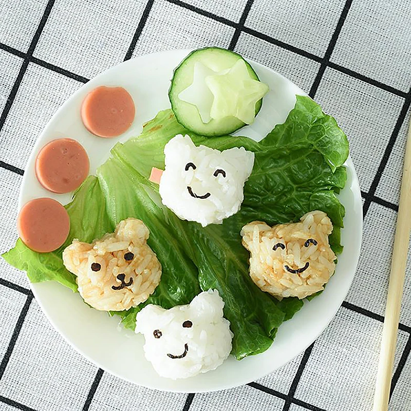 1PC Cartoon Mini Bear Rice Ball Mold Creative Shape Of Sushi Seaweed Kitchen Sushi Bento Tools DIY Sushi Embossing Device Molds