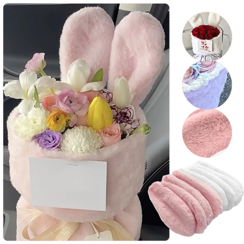 

Semi-finished Plush Rabbit Bouquet Packing Wrapping Material Rabbit Ears Valentine Day Xmas Party Gift Packing DIY Material