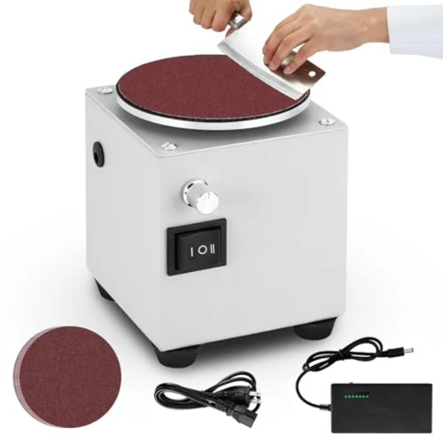 

4"/6" Mini Disc Sander and Bench Grinder Forward/ReverseandStepless Speed Control for Wood Metal Stone Scissors Sanding 4 Inch