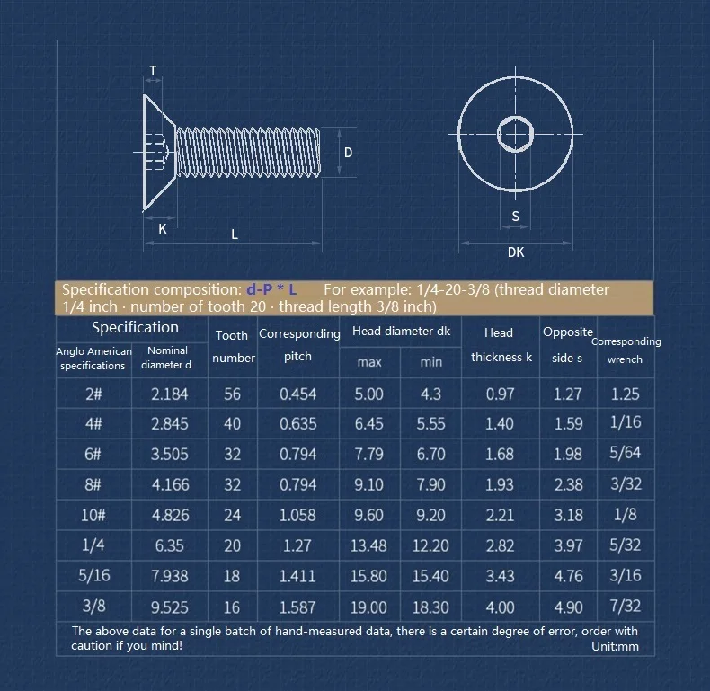 UNC 4#-40 6#-32 8#-32 10#-32 10.9 Grade Carbon Steel Countersunk Head Hex Hexagonal Socket Screw Flat Head Allen Bolt