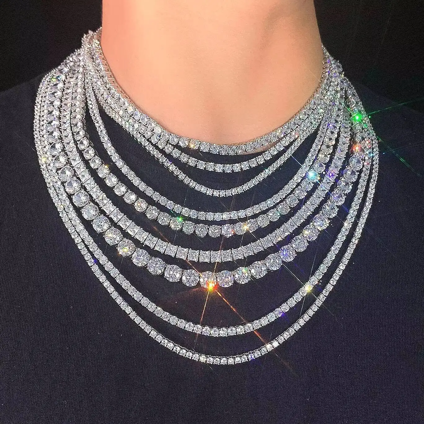 

Оптовая продажа, хорошее качество, ожерелье для тенниса в стиле хит-хоп с бриллиантами и кубическим цирконием для женщин 2021.