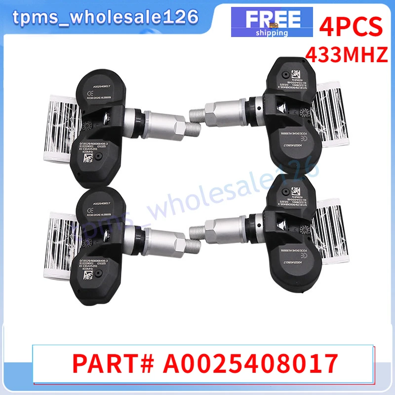 Capteur de pression d'opathie de voiture, 4X, A0025408017, Mercedes-Benz Classe E W211, Classe GL X164, Classe R, Vbulete SL R230, TPMS 2006 Z successif, 2009-433