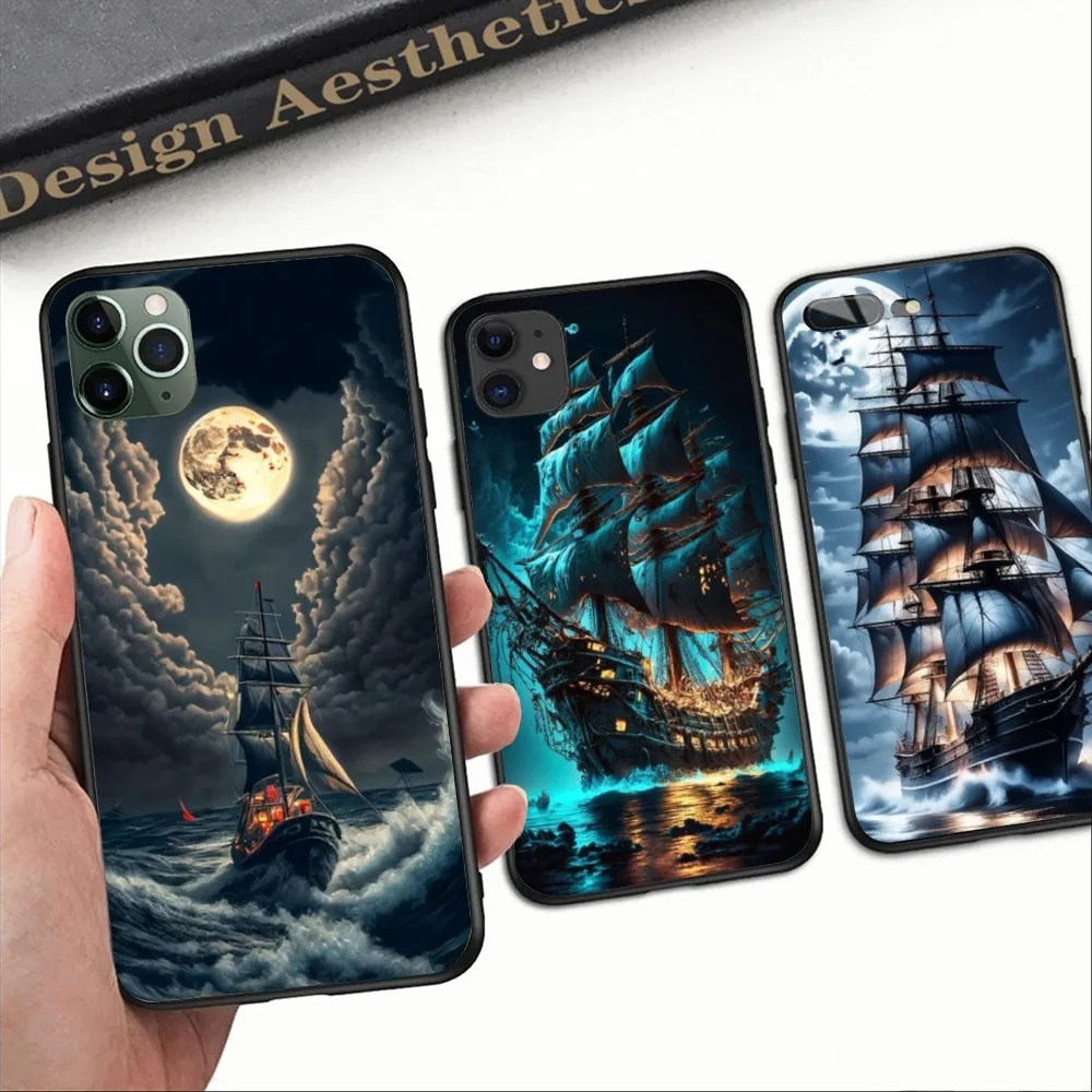 Pirate Corsair Mobile Cell Phone Case for iPhone 15 14 13 12 11 XS X 8 7 6 Plus Mini Pro Max SE 2022 Black Phone Cover Funda