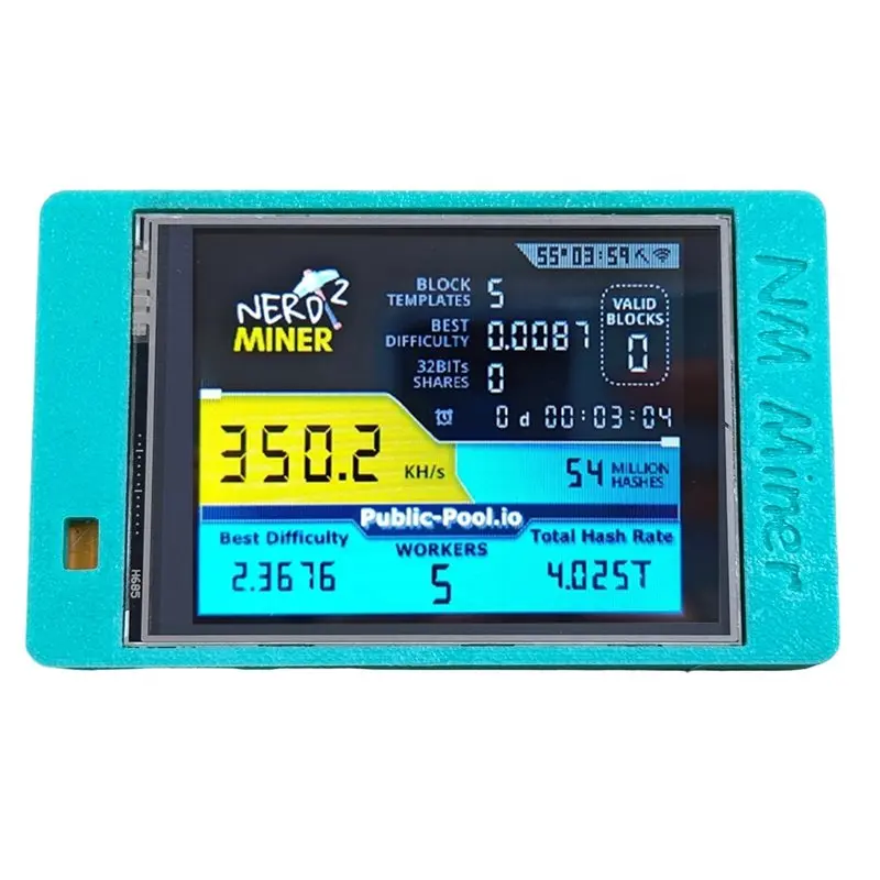 AB02 Nerdminer V2 BTC For Home Solo Miner 355KH/S 2.8 Inch Smart Display Bitcoin Crypto Mining Device Lottery B