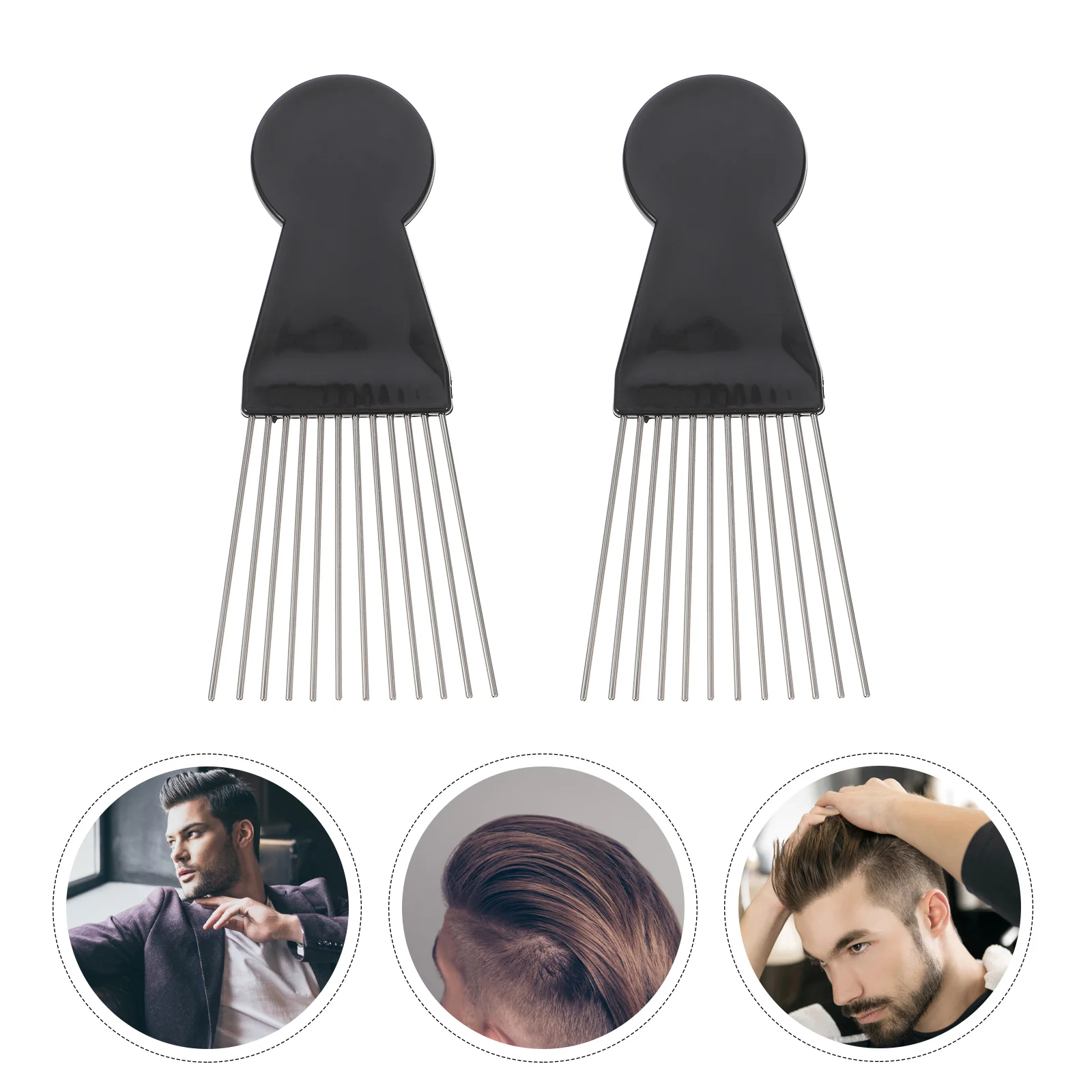 

2 Pcs African Comb Afro Styling for Beard Pick For Black Men Hair Comb Barber Metal Dedicated Picks Curly