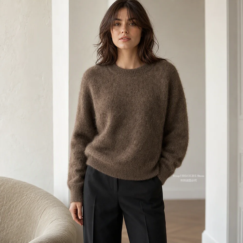 Women Sweater Long Sleeve Pullover Sweaters Women 2026 Winter Oversized Short Knitted Wool Female Casual Thick Warm Soft Tops