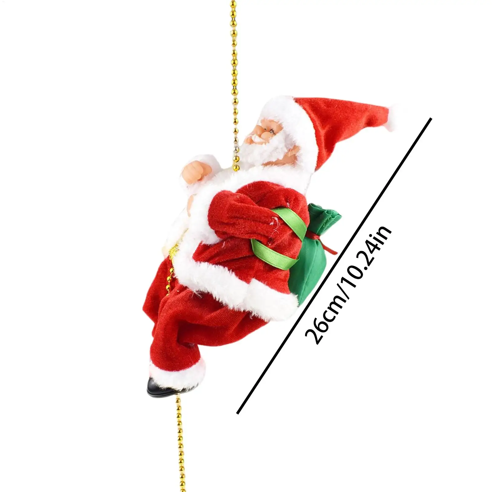 Divertenti perline da arrampicata di Babbo Natale, alimentate a batteria, arrampicata elettrica su e giù, Babbo Natale con decorazioni natalizie musicali
