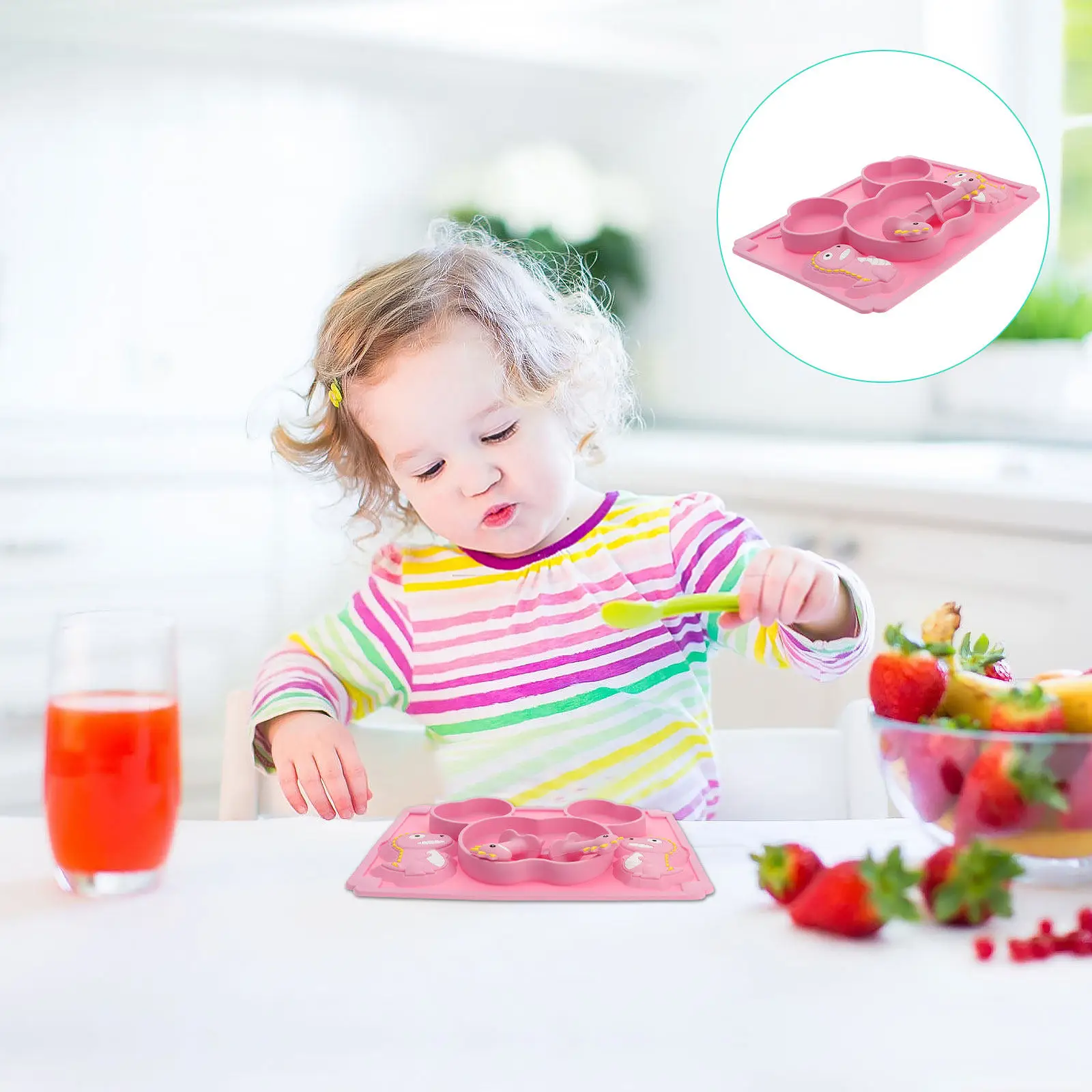 

1Set Silicone Baby Tableware Set Suction Dinner Plate Baby Food Bowl Fork Spoon for Feeding Complementary Food Bowl