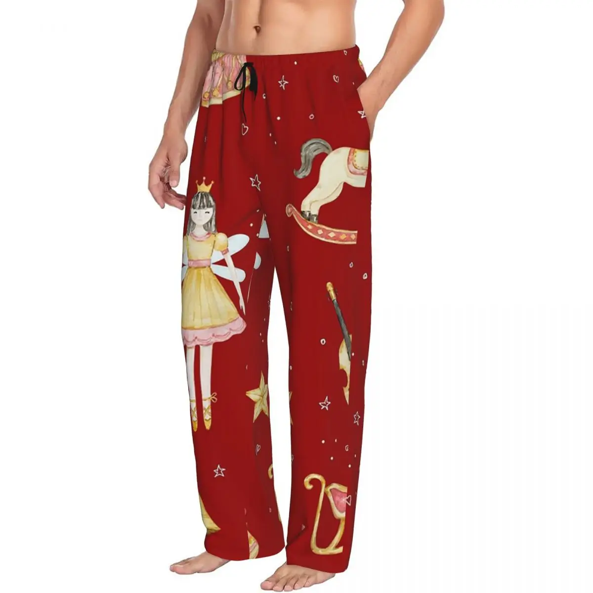 

Рождественские Щелкунчики на заказ, звезды, балерина, скрипка, мужские пижамные штаны, одежда для сна для отдыха, низ с карманами