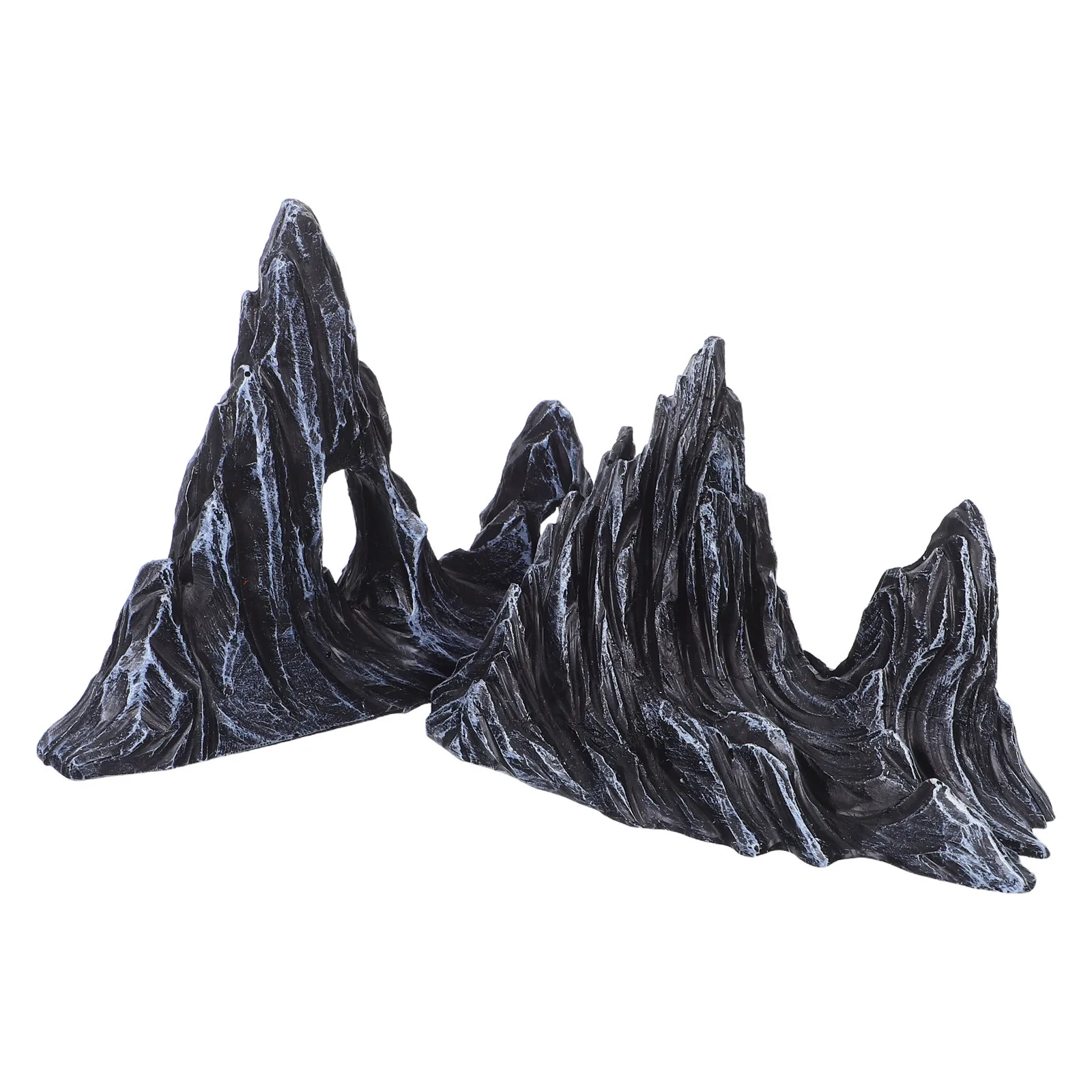 

2pcs Fish Tank Landscape Ornament Resin Stone Rock For Aquarium Betta Shrimp Habitat Artificial Mountain Hill Micro Landscape