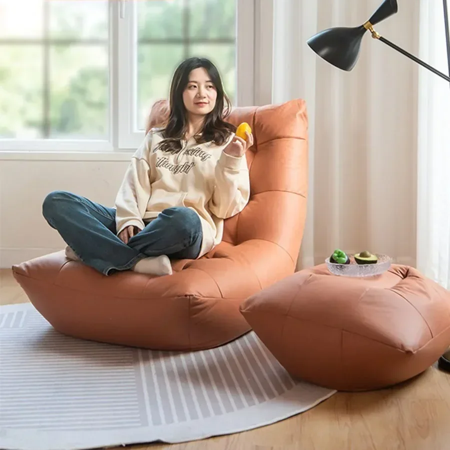 Firm Bean Bag Lazy Sofa Single Person Sofa Bedroom Living Room Technology Cloth Tatami Caterpillar Can Lie Down Sofa Chair.