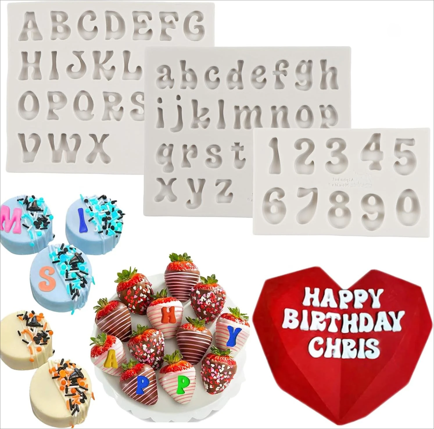 

26 Letter Silicone Molds Alphabet Number Fondant Cake Chocolate Mould Uppercase Letter for Birthday Party Cake Decorating Tools