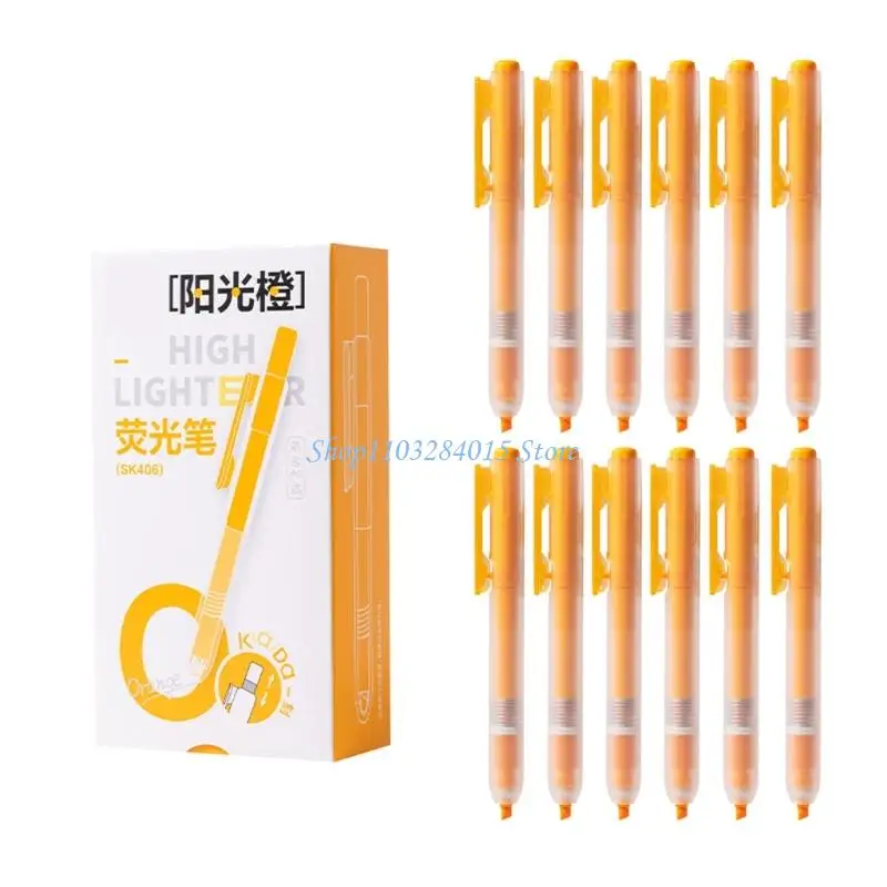 

R6FF 12 шт. студенческие флуоресцентные маркеры для учебы, красочные, нежные для глаз, потоки жидких чернил для учебников, и