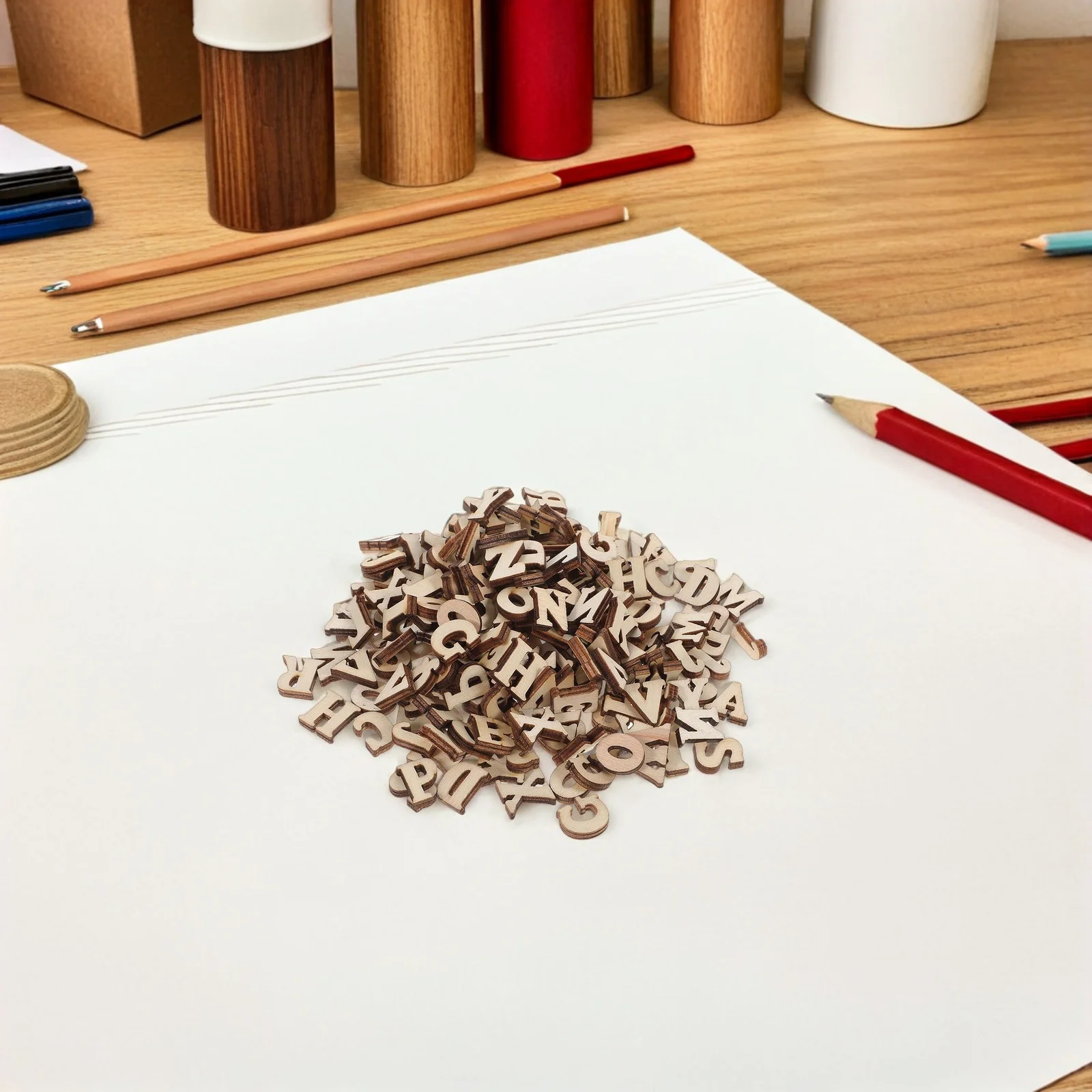 Petites lettres en bois de 0.59 pouces, pièces de l'alphabet vierges pour bricolage, artisanat d'intérieur de la maison, projets de peinture personnalisés naturels, 416 pièces