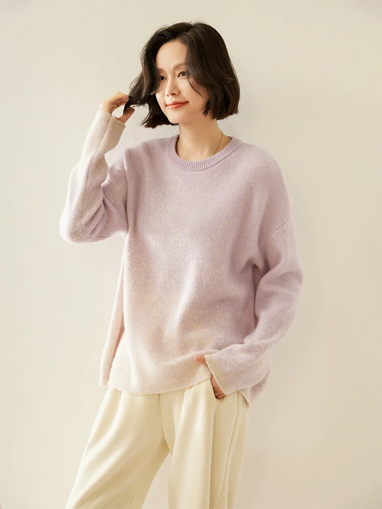 2025 Autumn Winter Women's 100% Cashmere Sweater O-neck Long Sleeve Pullover Base Cashmere Knitwear Soft Warm Comfy Clothing