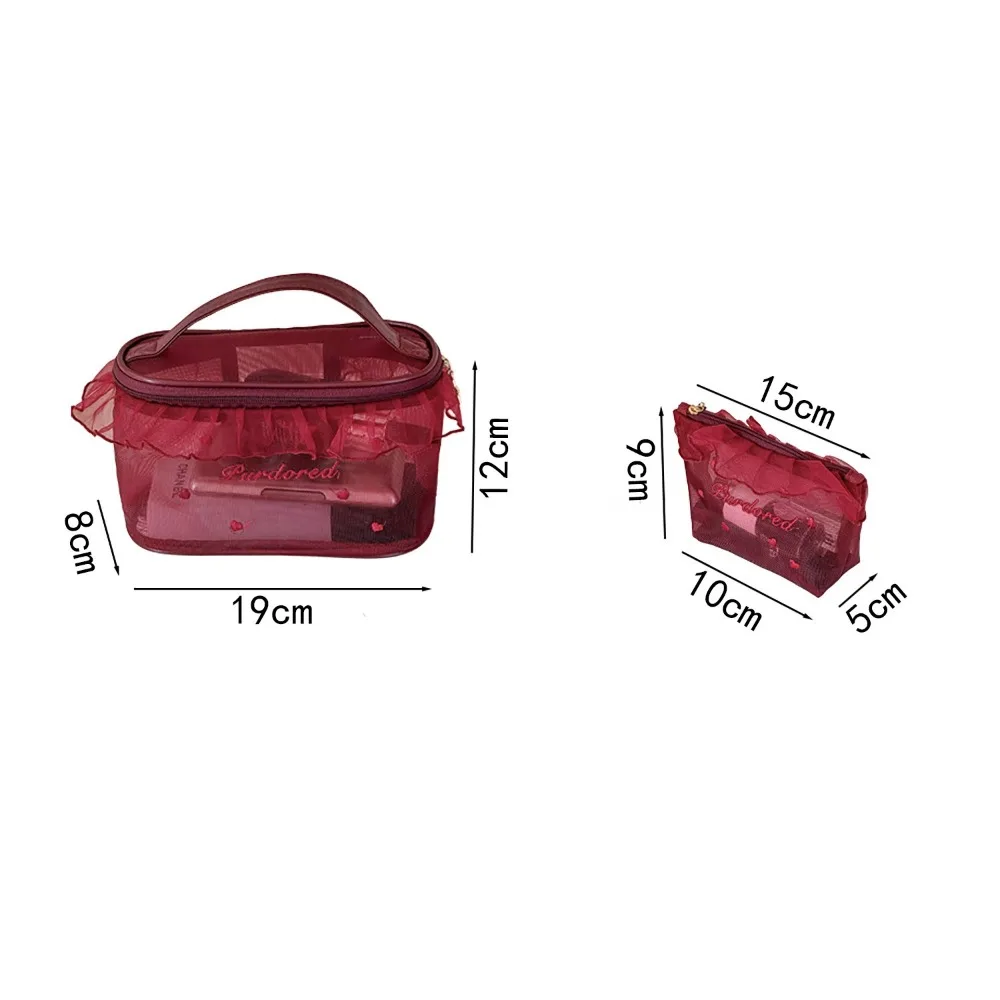 Dacron Lace Patchwork Cosmetic Bags Trendy Solid Color Embroidery Makeup Bags Makeup Storage Bag