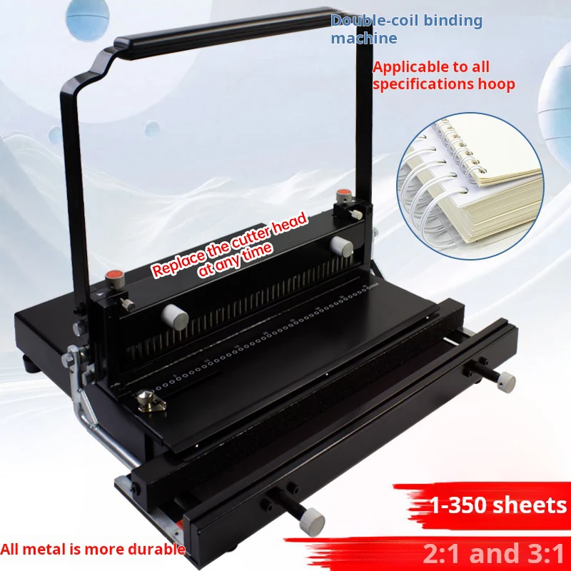 Manual Heavy-duty Wire Binding Machine 2:1 Punching 34 Hole Double Coil 3:1 Binding