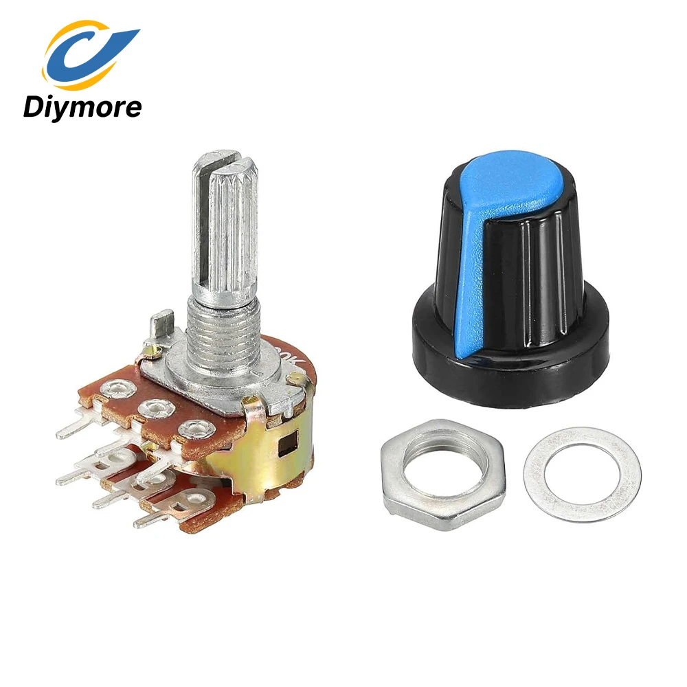 5PCS WH148 B1K 5K 10K 50K 100K 500K Ohm Potentiometer Kit 6-Pin Rotary Linear  Rotary Audio Potentiometer for Volume Control