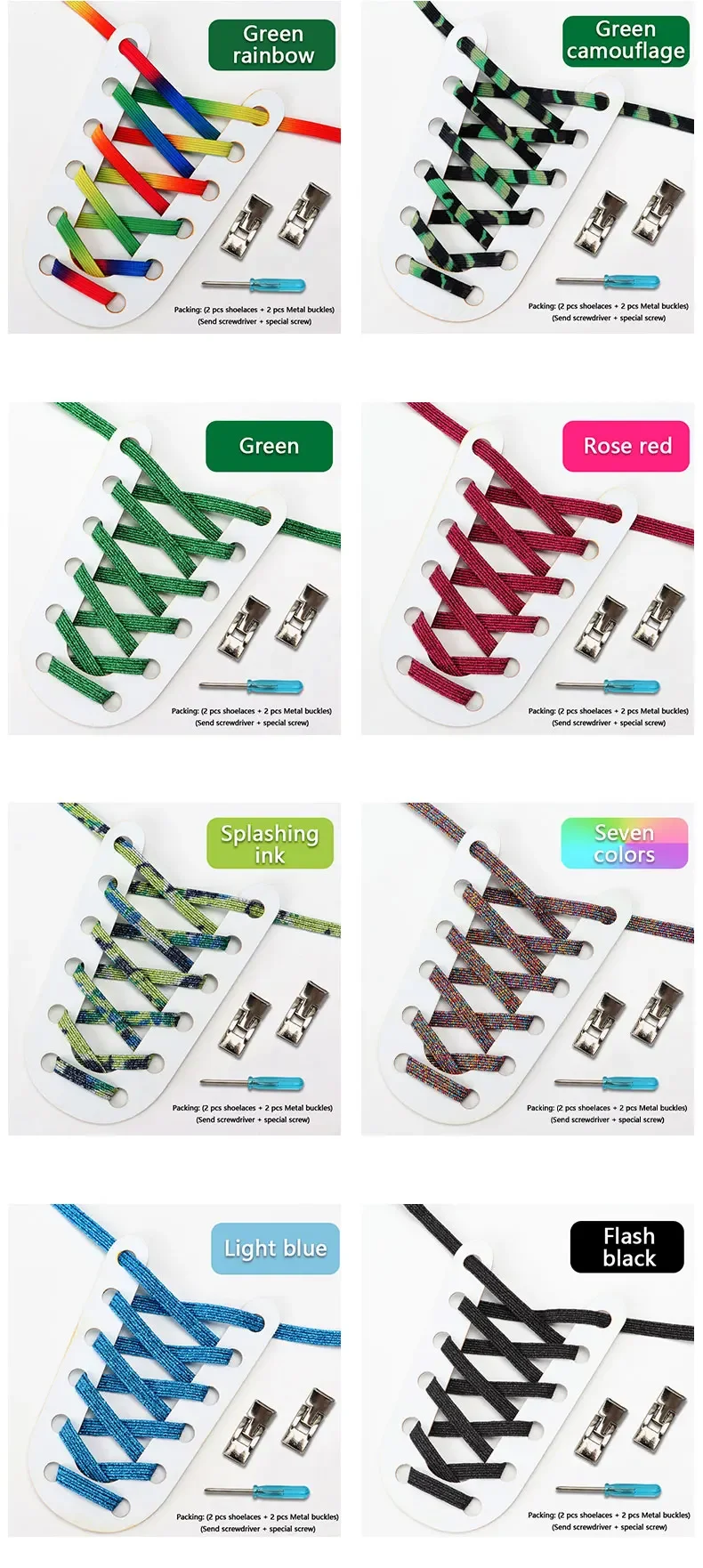 Elastische Schnürsenkel mit Kreuzschnalle, Schnürsenkel ohne Binden für Sneaker, flache Schnürsenkel für Kinder und Erwachsene, Regenbogenfarben, ohne Schnürsenkel, Gummischnürsenkel – Detail 10