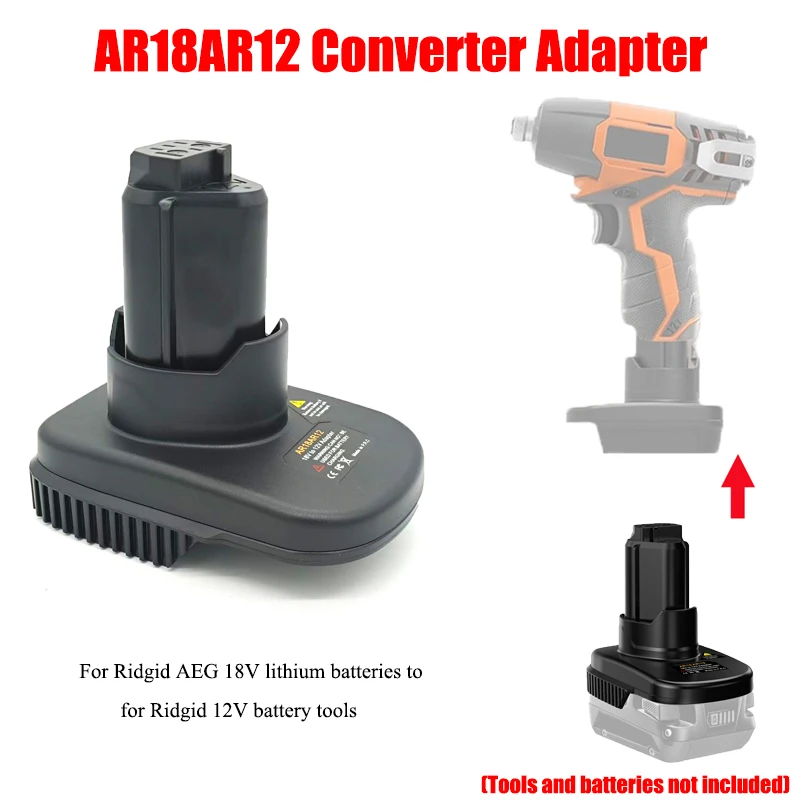 AR18AR12 Battery Adapter for Ridgid AEG 18V Li-ion Batteries Converting To for Ridgid 12V Li-ion Battery Cordless Power Tools