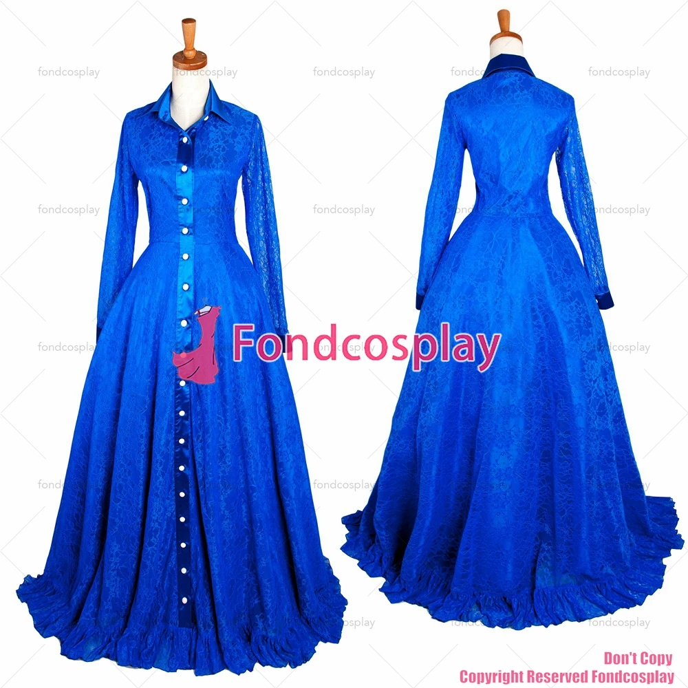 fondcosplay Victorian ROCOCO Gown Ball blue lace dress Gothic Punk cosplay Costume CD/TV[G1432]