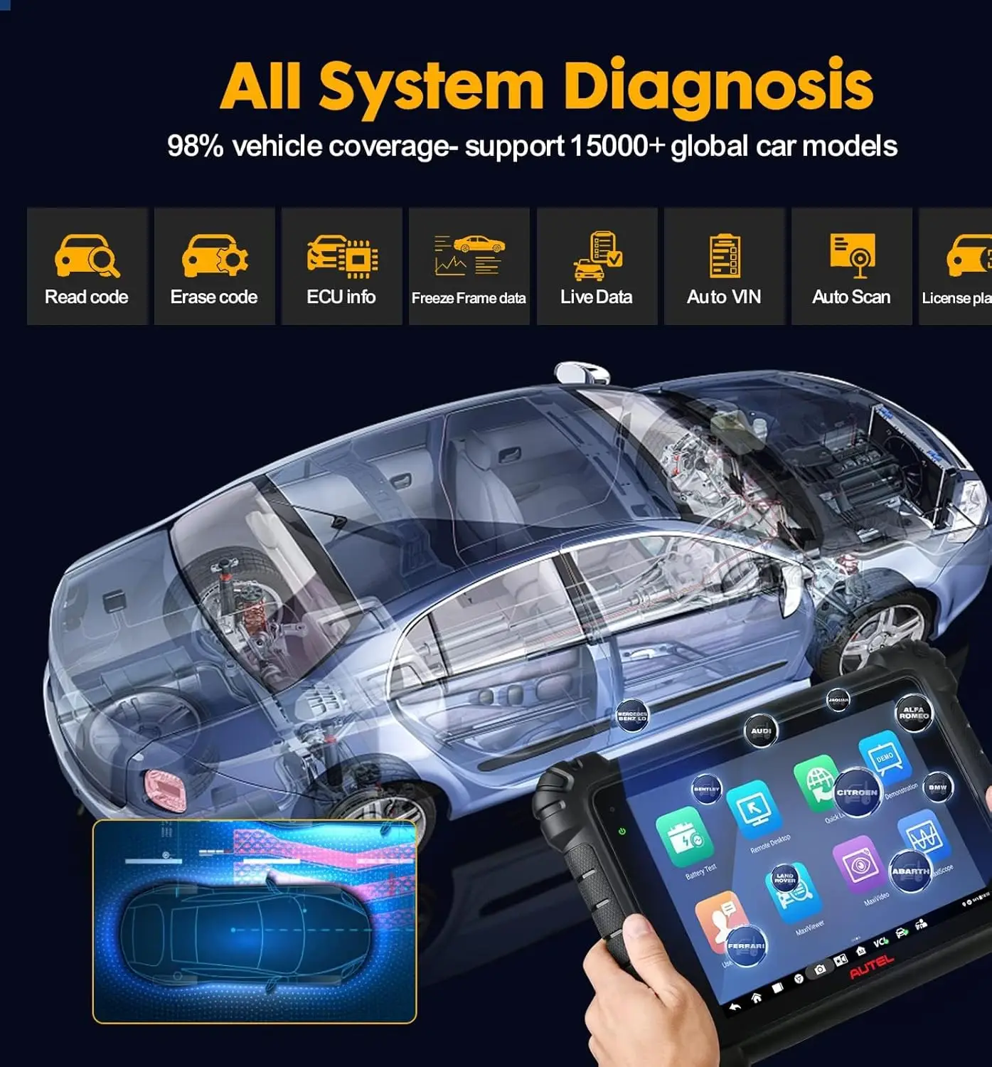 Autel Diagnostic Scanner MaxiCOM MK906Pro OBD2 Tool Bi-Directional Control Full System Automotive Diagnostic Tools CAN FD/DOIP