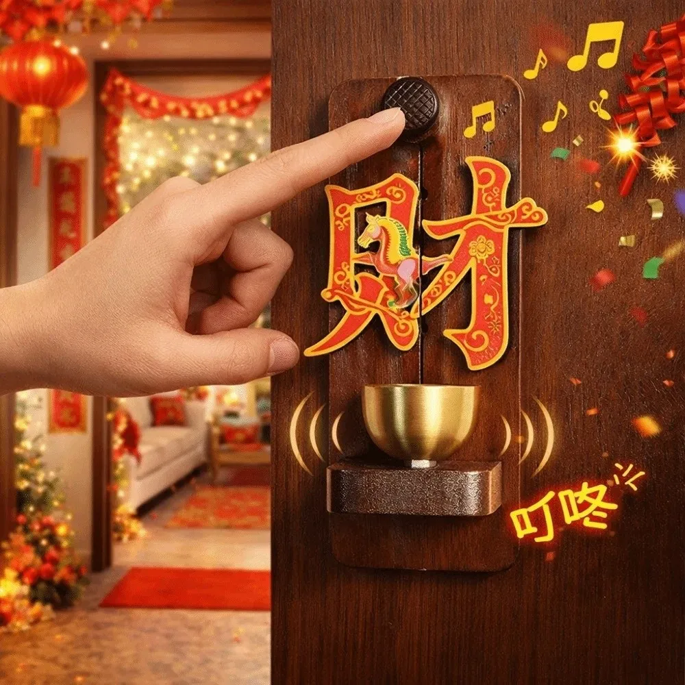 

Creative Magnetic Doorbell Detachable Good Luck Entrance Door Bells Rust-proof Blessings Chinese New Year Ornament Living Room