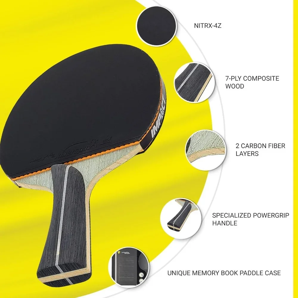 Table tennis racket with case, table tennis equipment for beginners/intermediates - ensures good control and shots