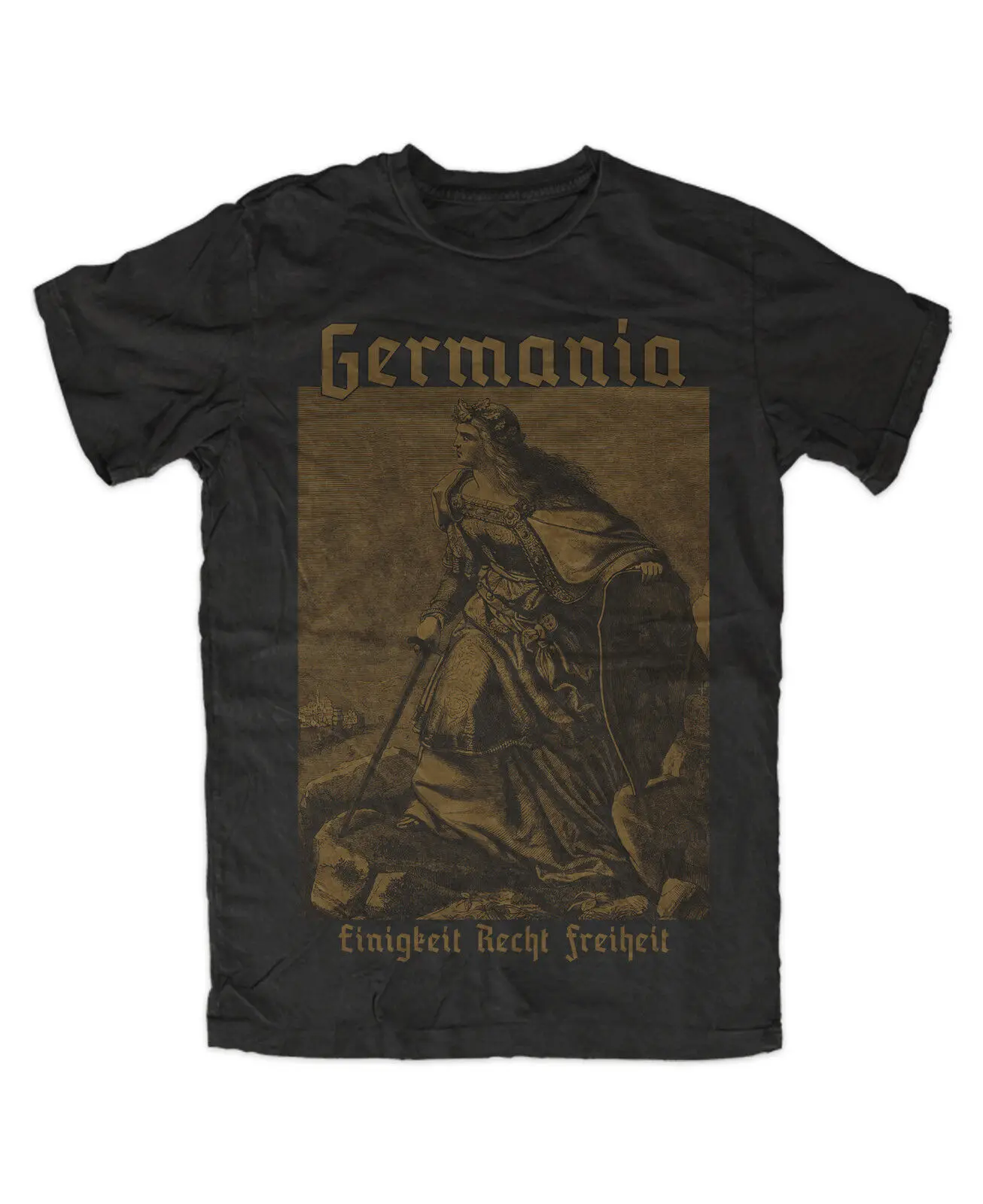 T shirt Germania 2 goddess Prussia Germany new black God with us Gloria