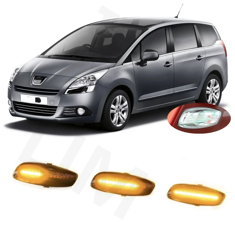 for Peugeot 5008 0U 0E 2009 2010 2011 2012 2013 2014 2015 2016 2017 Sequential LED Side Marker Signal Turn Light Lamp