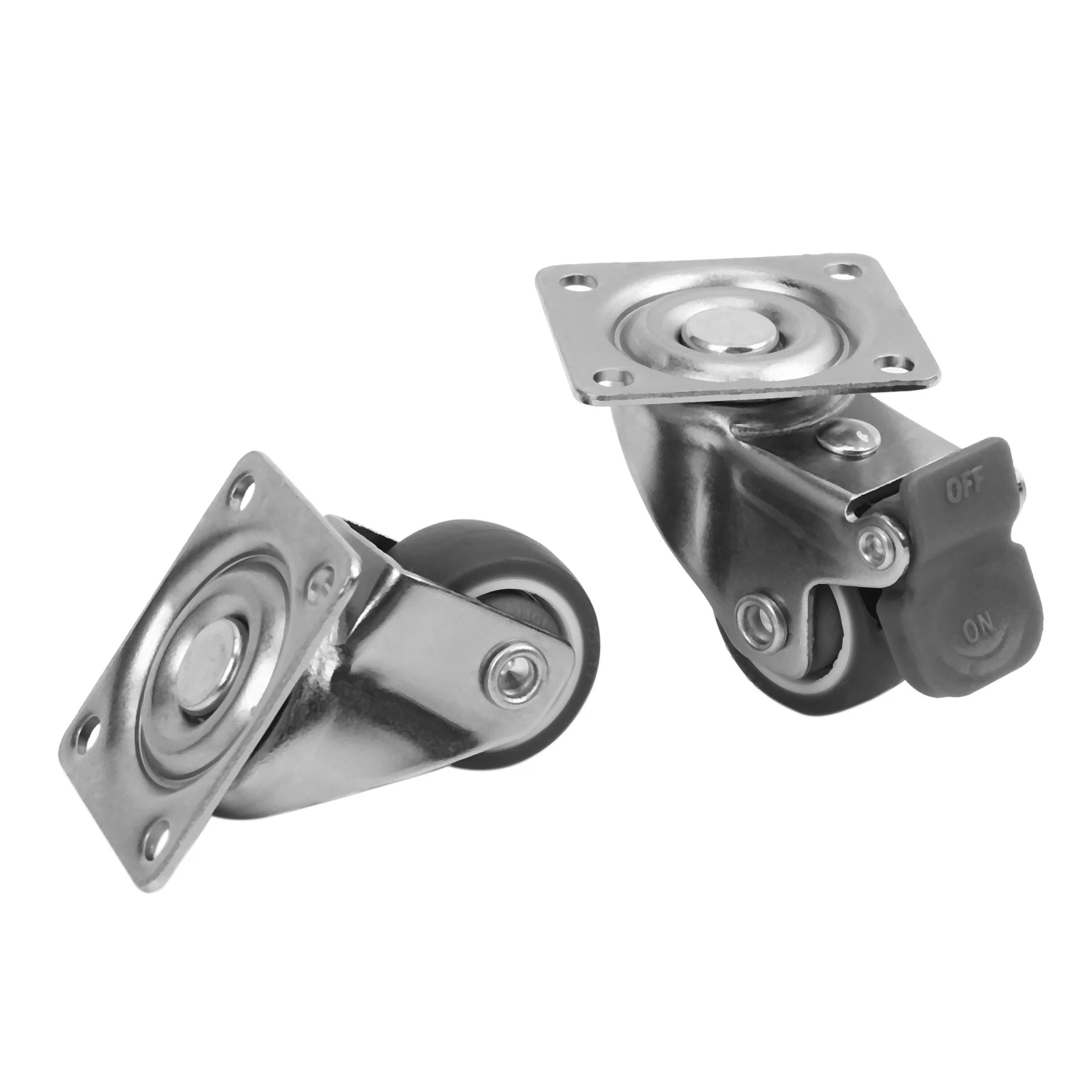 VELIF-8 Pack 1 Inch Low Profile Casters Wheels Soft Rubber Swivel Caster (4 With Brakes & 4 Without)
