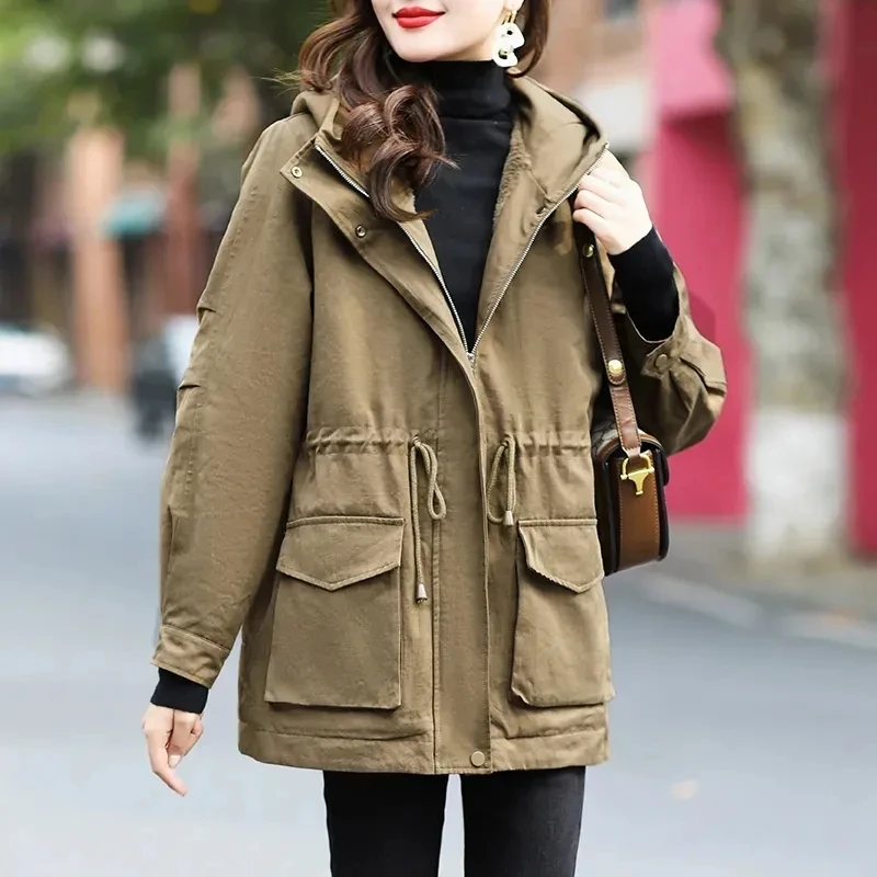 

NewWinter Fashion Overcoat Parka Women Velvet And Thickened Casual Loose Hooded Long Sleeved Cotton Padded Jacket Female Outcoat